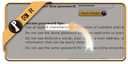 amazon password minimum